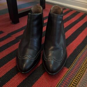 Sofft Black Leather Boots with Wingtip Stitching
